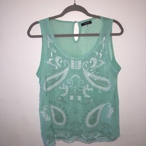 Turquoise beaded top